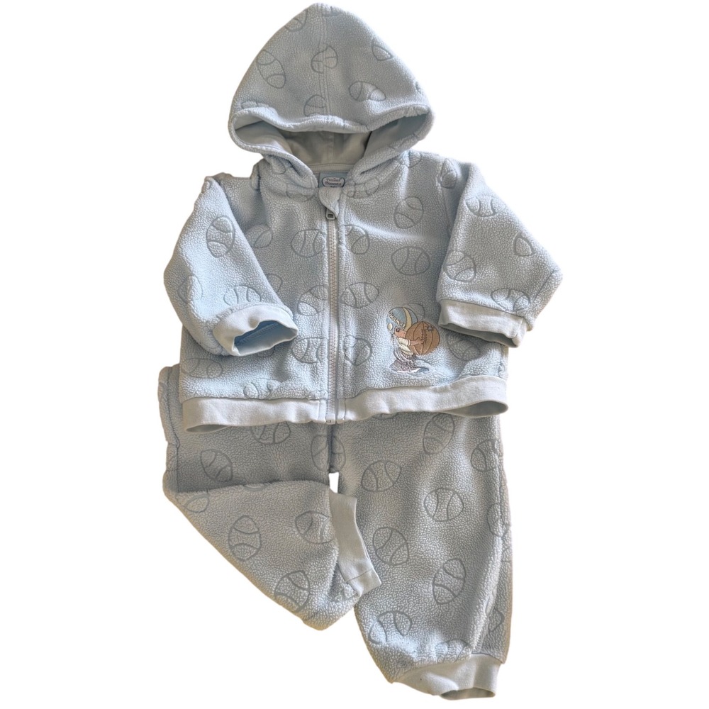 Vintage Y2K Precious Moments Football Sweatsuit Set Zip Hoodie Boys 6-9 months